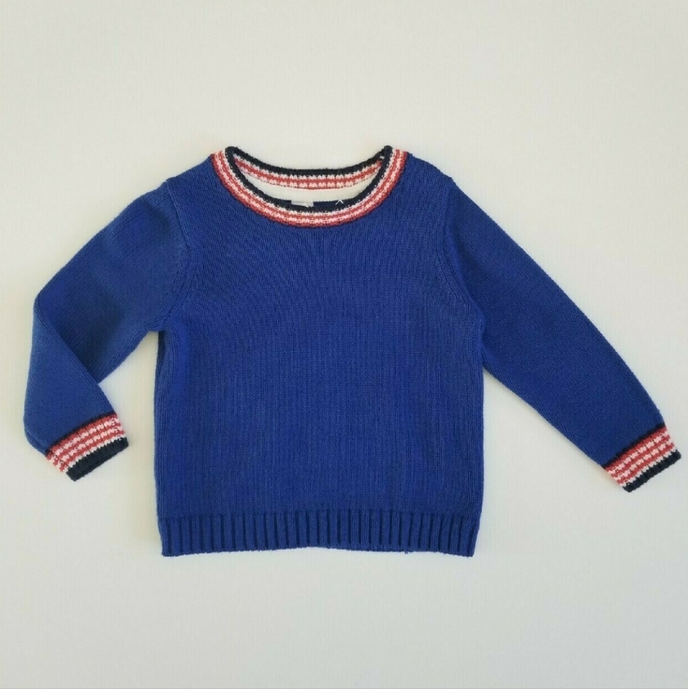 🆕️18-24M Janie & Jack Blue Sweater with Stripe Collar